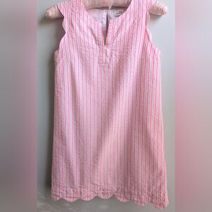 EUC...Vineyard Vines Preppy 100% Cotton Striped Seersucker Scallop Dress Size 10